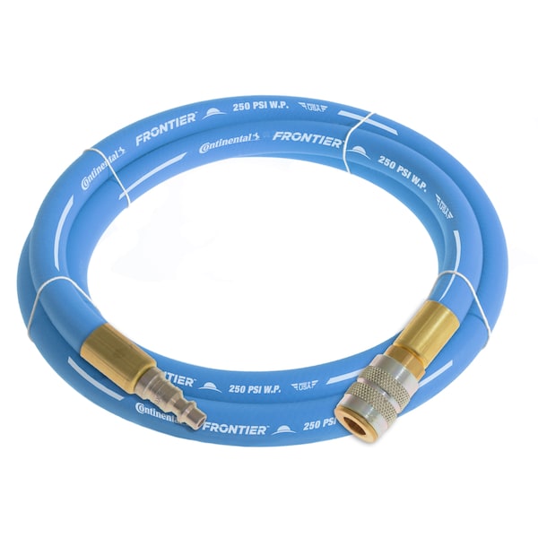 1/2" x 3' Blue EPDM Air Hose, 300 PSI, 1/2" Ind. Interchange M+F QC